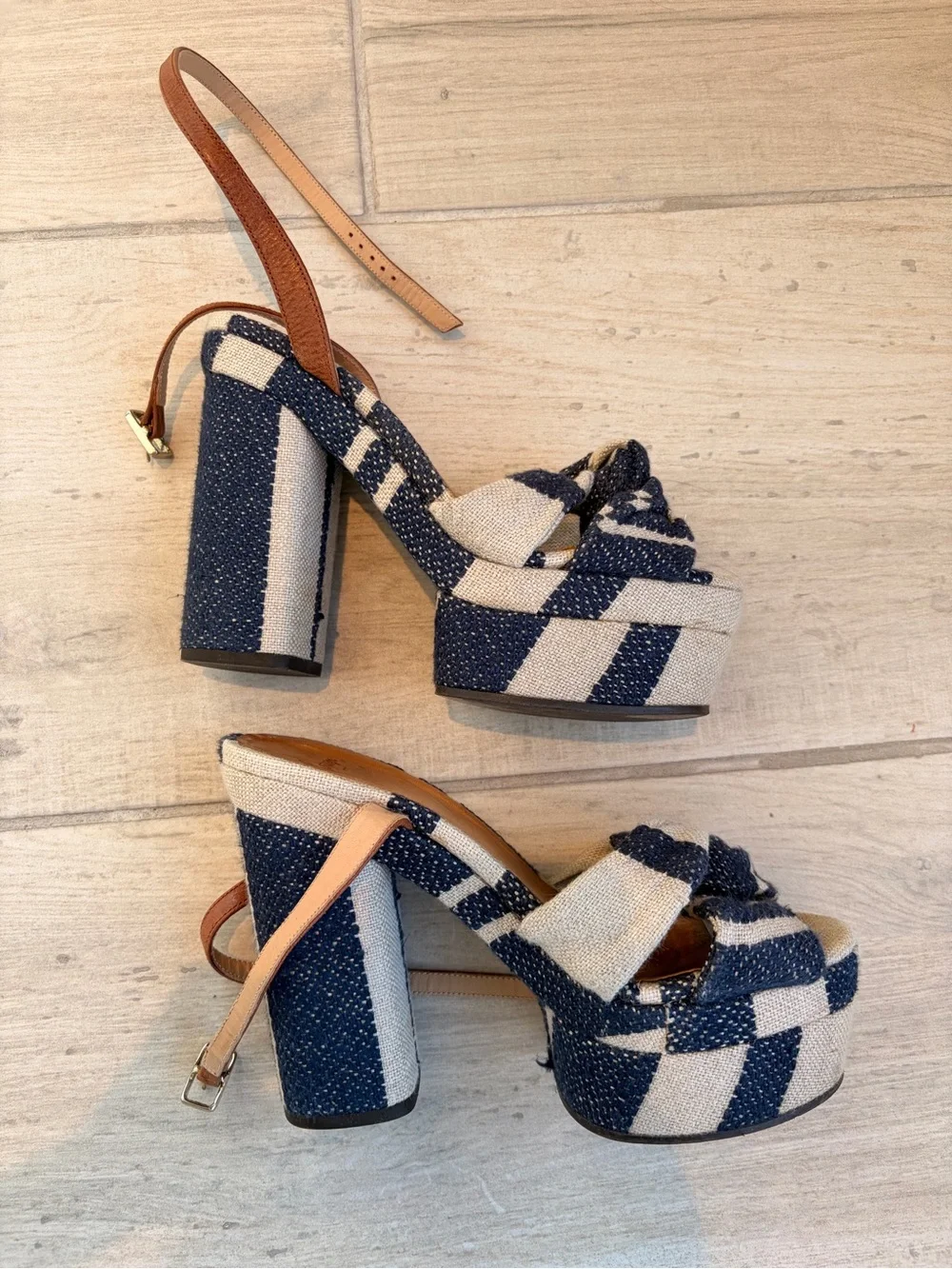 Castaner Navy & Natural Striped Knot Espadrille Wedges - Picture 4 of 5